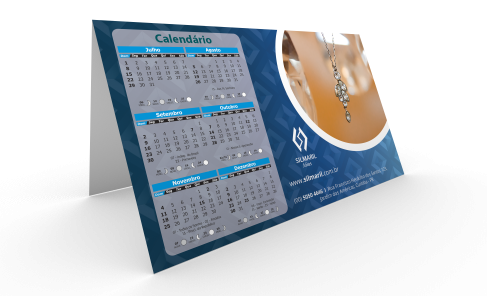 Display de Mesa com Calendário 2026 Tipo A em PVC 0,5mm Cristal Frente e Verso 11,4x17,5cm - 4x0 - 100 unid