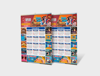 Folhinha com Vareta Metálica 2026 Couchê 80g Sem Verniz 64x48cm - 4x0 - 5000 unid