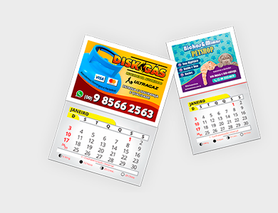 Ímã de Geladeira Promocional com Bordas Brancas e Bloco de Calendário 2026 7x5cm - 4x0 - 5000 unid