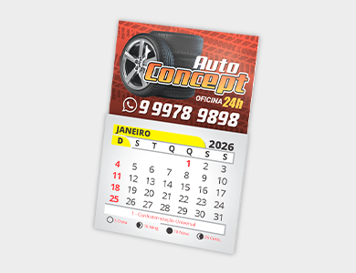 Ímã de Geladeira com Faca Padrão e Bloco de Calendário 2026 Supremo 8x5cm - 4x0 - 5000 unid