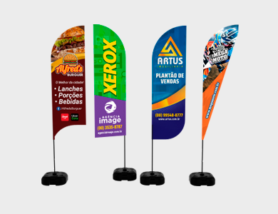 Wind Banner Grande com Base de Plástico Tecido Microfibra 75x250cm - 4x4 - 1 unid