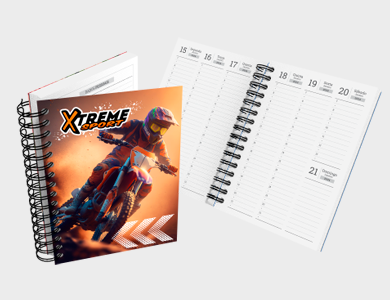 Agenda Semanal A5 2026 Capa Maleável 58 Páginas 14,95x21cm (Supremo 300g Verniz Total Frente) - 4x0 - 1 unid