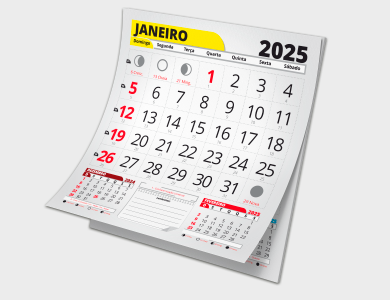 Bloco de Calendário 2026 para Folhinha Duplex 21x23 cm - 50 unid