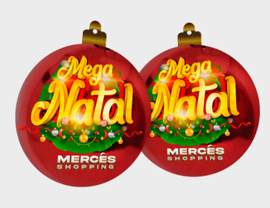 Móbile Bolinha de Natal Grande PVC 0,3 mm Verniz Frente e Verso 17,4x20,4 cm - 4x4 - 25 unid