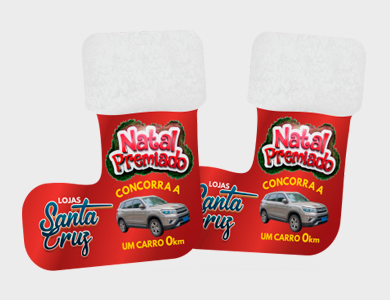 Móbile Bota de Papai Noel Pequeno PVC 0,3 mm Verniz Total Frente e Verso 22x23,4 cm - 4x4 - 10 unid