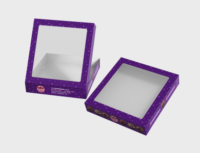 Caixa Multiuso com Visor Papel Alimentício 270g com Película Antigordura 20x21x3,8cm - 4x0 - 500 unid