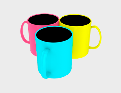 Caneca de Café Black em Polímero para Sublimação 325ml - 3 unid