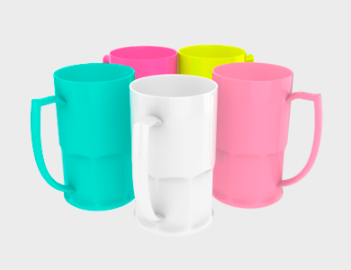 Caneca de Chopp Colorida em Polímero para Sublimação 500ml - 50 unid