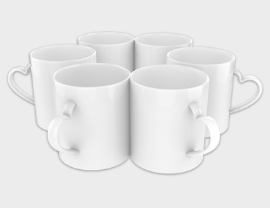 Caneca de Café Coração Branca em Polímero para Sublimação 325ml - 10 unid