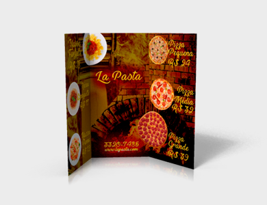 Cardápio com 1 Vinco Couchê 300g Sem Verniz A3  - 4x4 - 50 unid