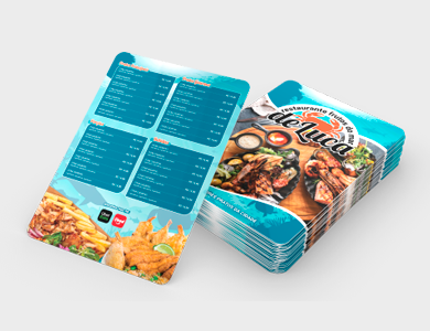 Cardápio em PVC 0,5mm Cristal Frente e Verso 21,5x29cm 1 Folha (2 páginas) - 4x4 - 5 unid