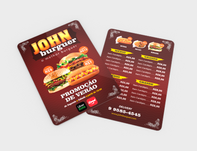 Cardápio em PVC 0,76mm Cristal Frente e Verso 13,6x21,1cm 1 Folha (2 Páginas) - 4x4 - 5 unid