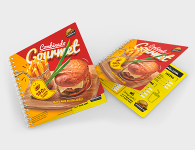 Cardápio Wire-o com 6 Páginas em PVC 0,5mm Cristal Frente e Verso 14,4x14,4cm - 4x4 - 10 unid