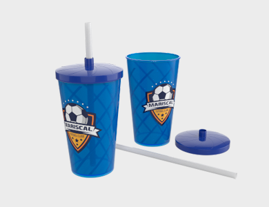 Copo Tornado com Tampa e Canudo 540ml - 1 Cor de Impressão - 1x1 - 25 unid