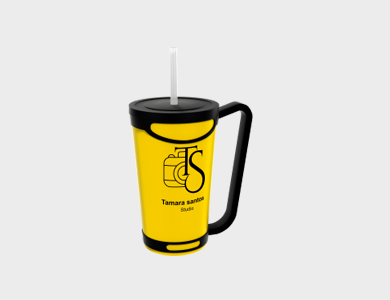 Copo Twister com Alça Removível e Tampa Canudo 575ml - 1 Cor de Impressão - 1x1 - 25 unid