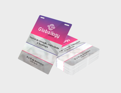 Credencial com Dois Furos Presilha Arte Única PVC 0,3mm branco 11,5x14cm - 4x1 - 100 unid