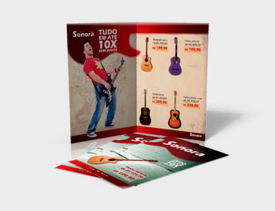 Folder com 1 Dobra Couchê 90g Verniz Total Frente e Verso 10x21cm - 4x4 - 2500 unid