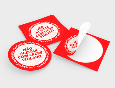 Lacre de Segurança Redondo Adesivo Papel Sem Verniz 4x4 cm - 4x0 - 50 unid