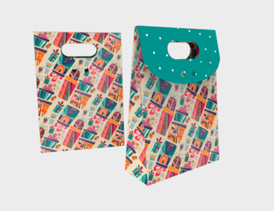 PRE001 - Mini Embalagem para Presente Modelo Presente Couchê 250g Verniz Total Frente 12x4,5x16,5cm - 4x0 - 25 unid