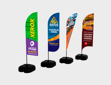 Wind Banner Mini com Base de Plástico Tecido Helanca 50x170cm - 4x4 - 1 unid